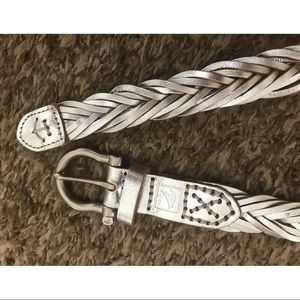 Sperry leather silver braided belt women’s XL